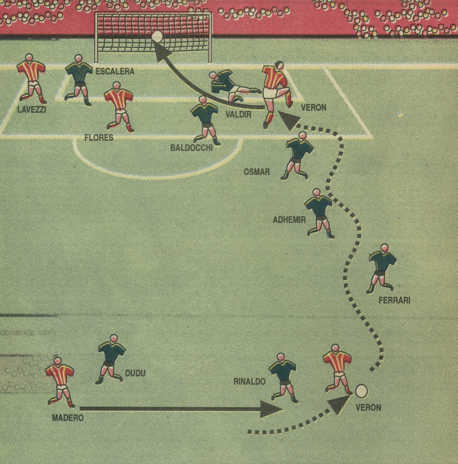 A arte com o gola&ccedil;o de Ver&oacute;n contra o Palmeiras na final da Libertadores de 1969
