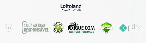 Captura de tela do rodap&eacute; da Lottoland Brasil com seus certificados de seguran&ccedil;a