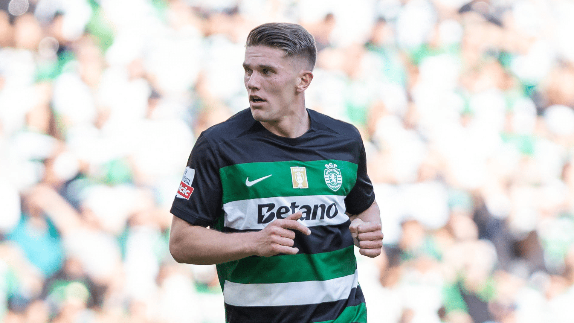 Viktor Gyokeres em a&ccedil;&atilde;o no Sporting