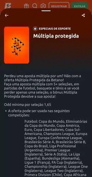 Captura de tela com tutorial da M&uacute;ltipla Protegida da Betano