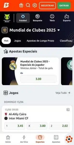 Captura de tela da home page do Mundial na Betano Brasil