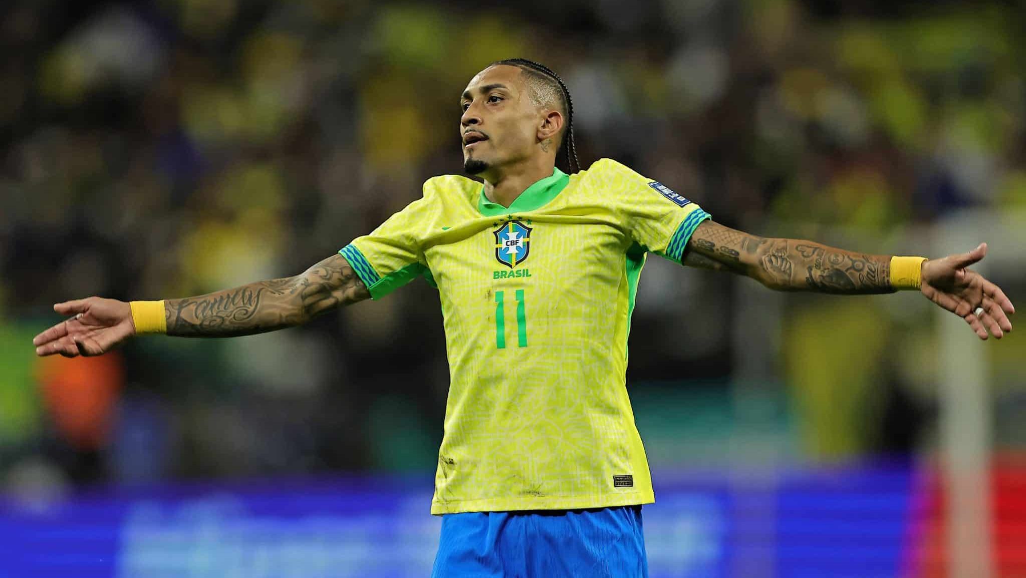 Raphinha pela sele&ccedil;&atilde;o brasileira Foto: (Imago)