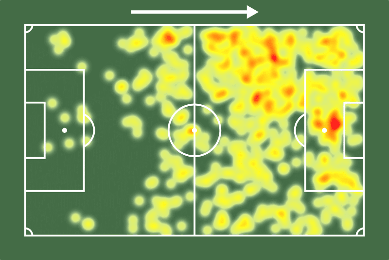 Mapa de calor de Vitor Roque pelo Palmeiras (Foto: Reprodu&ccedil;&atilde;o) 