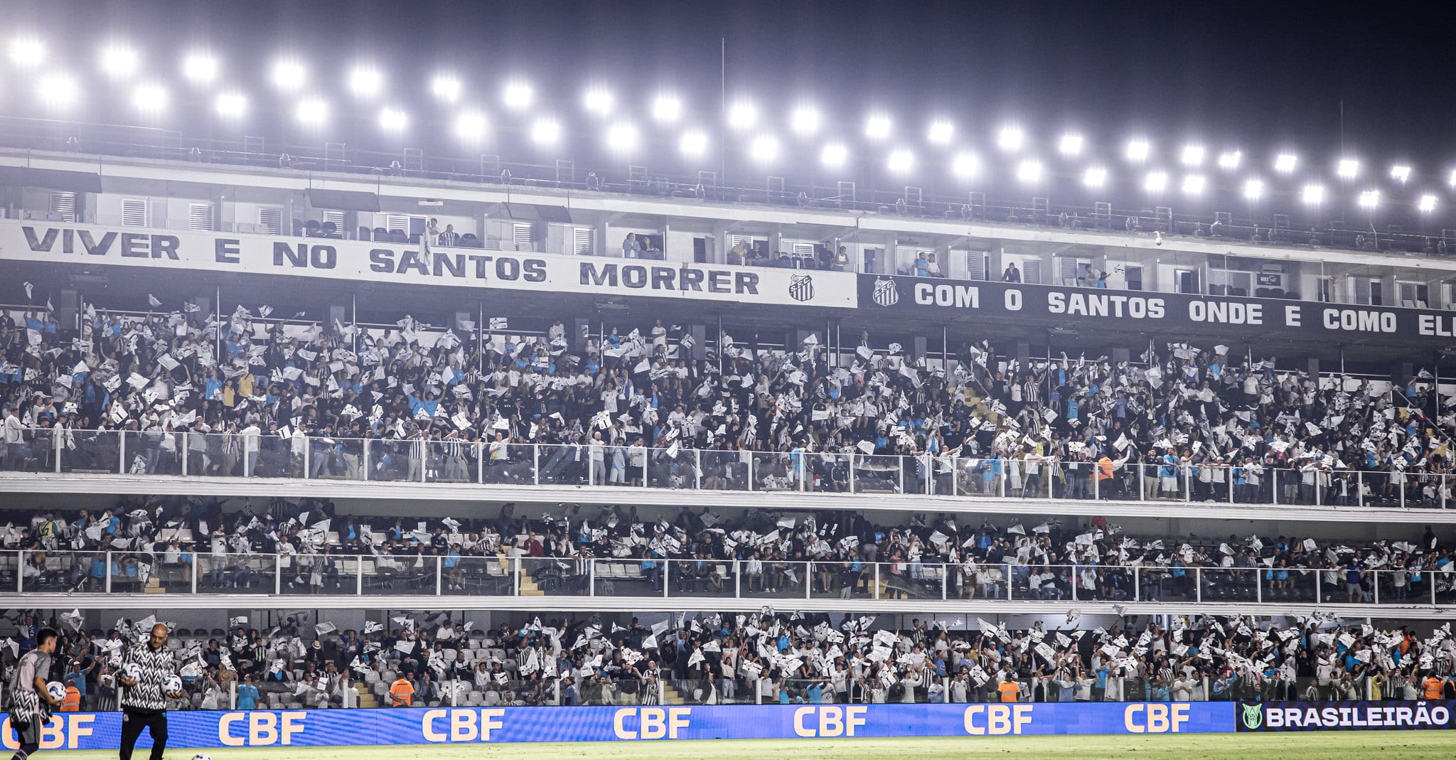 Arquibancadas da Vila Belmiro durante Santos e Flamengo