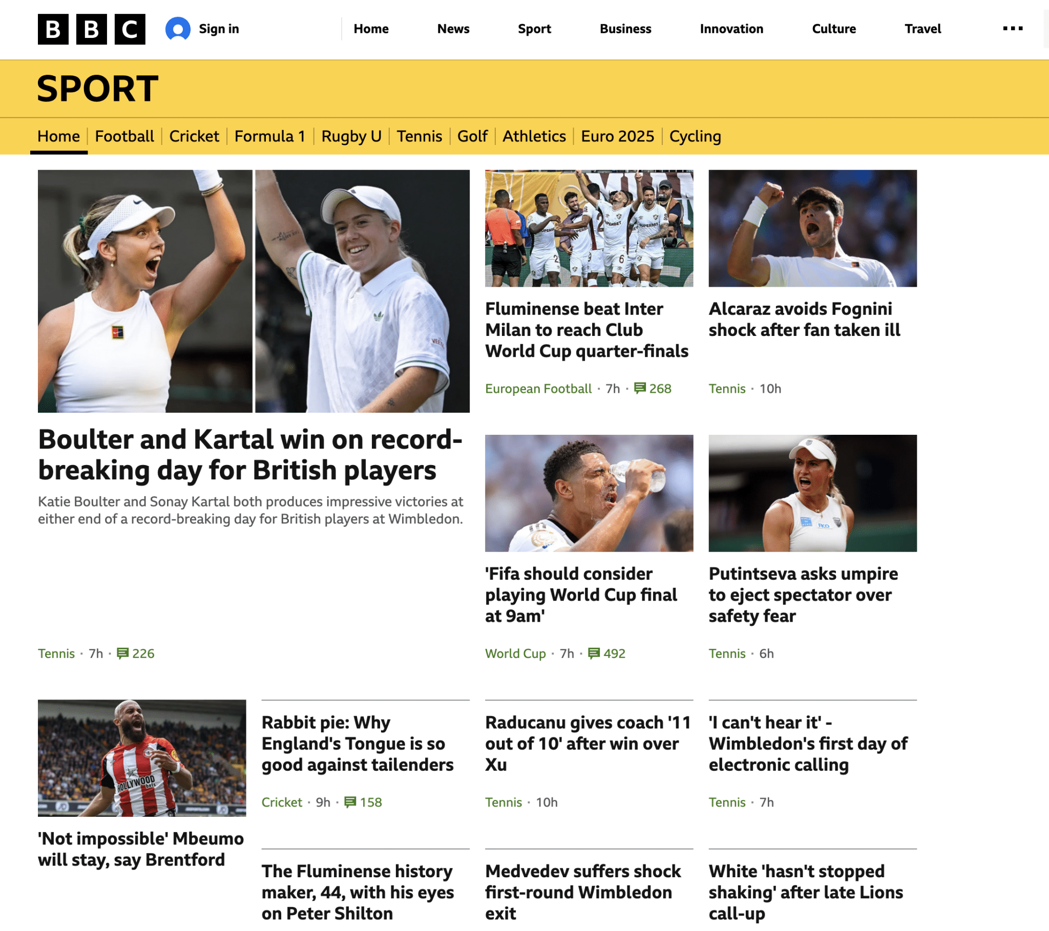 Capa do site da "BBC" sem men&ccedil;&atilde;o &agrave; elimina&ccedil;&atilde;o do Manchester City