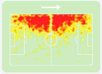 Mapa de calor de Carreras pelo Benfica no Campeonato Portugu&ecirc;s 2024/25