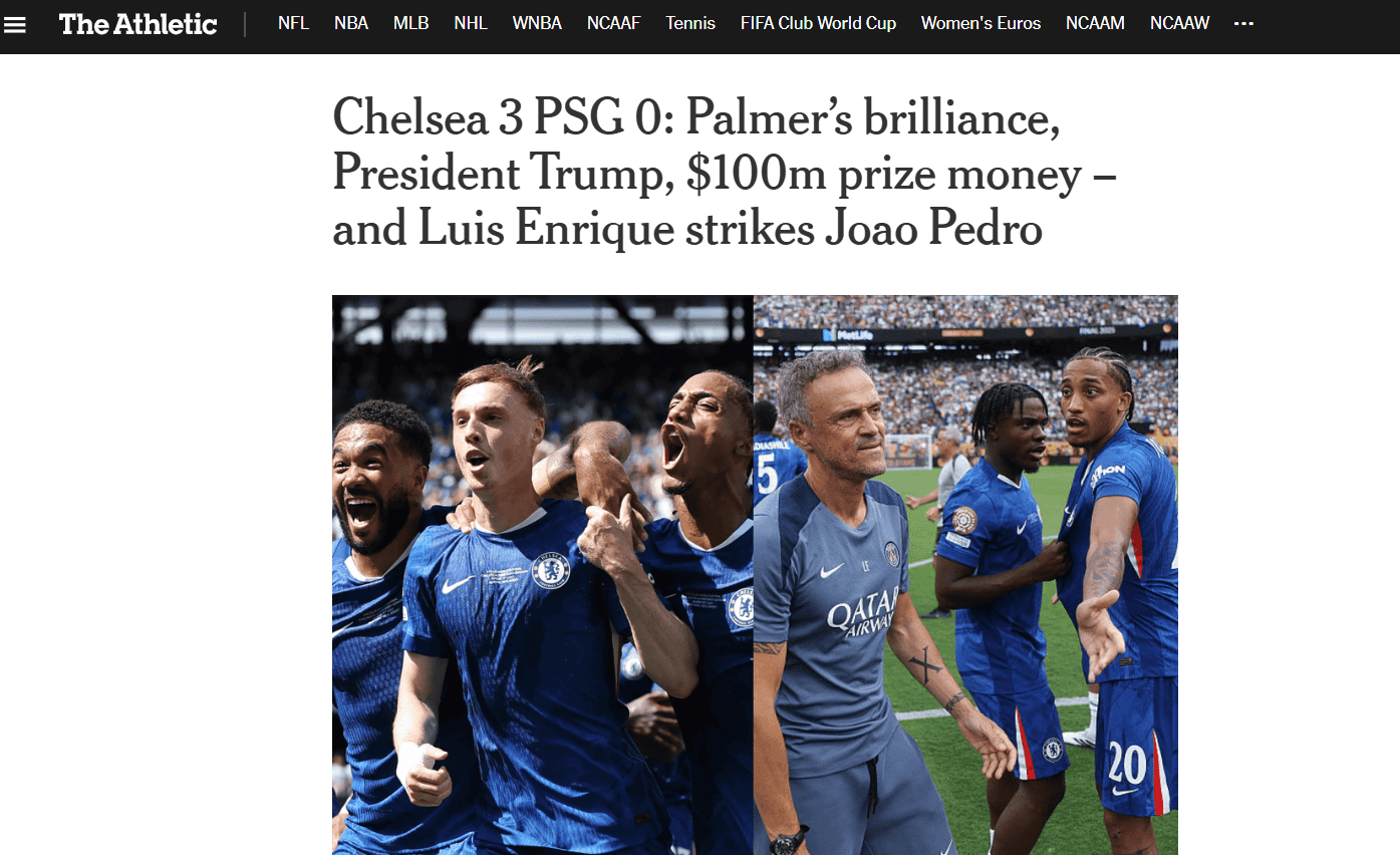 The Athletic destaca atua&ccedil;&atilde;o de Cole Palmer na final