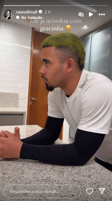 Postagem de Raiane Lima, esposa de Gabriel Jesus