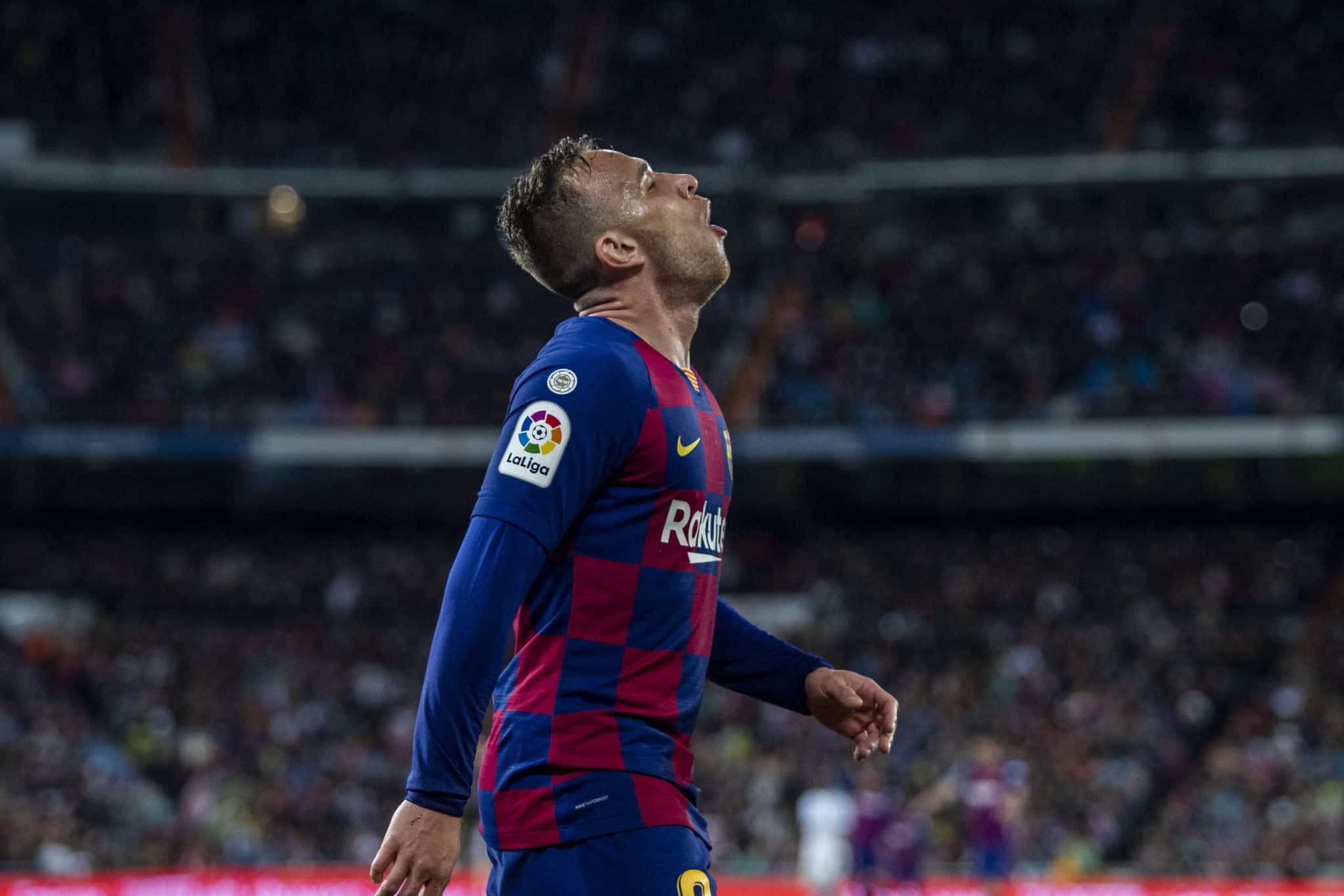 Arthur Melo em jogo do Barcelona em 2020