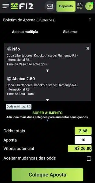 Captura de tela da p&aacute;gina de cadastro da F12 Bet