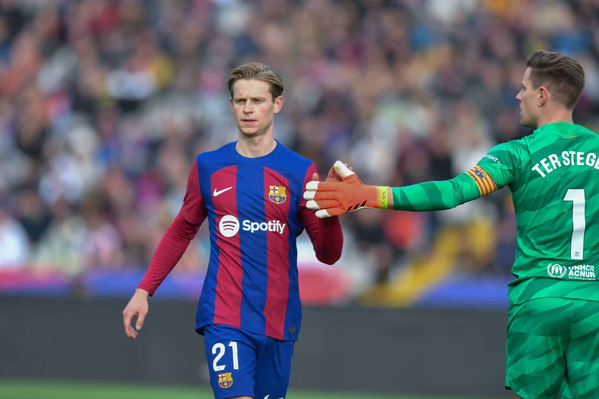 De Jong e Ter Stegen em jogo do Barcelona