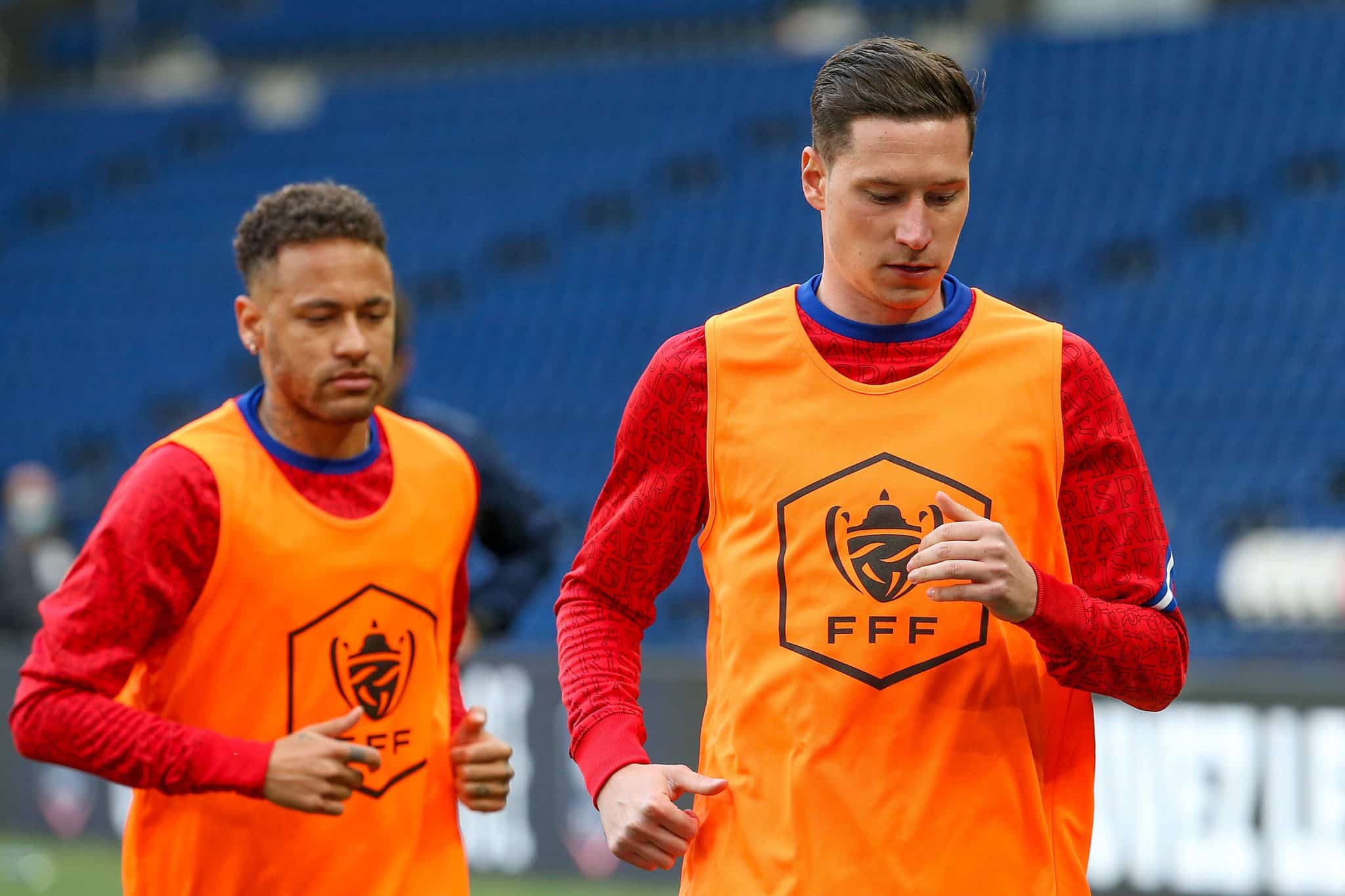 21.04.2021 Frankreich, Paris Coupe de France 20/21 Viertelfinale Paris Saint-Germain &ndash; Angers SCO v.l., Neymar (Paris Sa