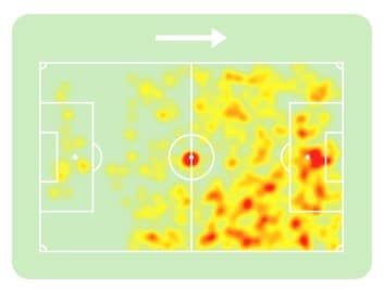 Mapa de calor de Kaio Jorge, do Cruzeiro, no Brasileir&atilde;o 2025