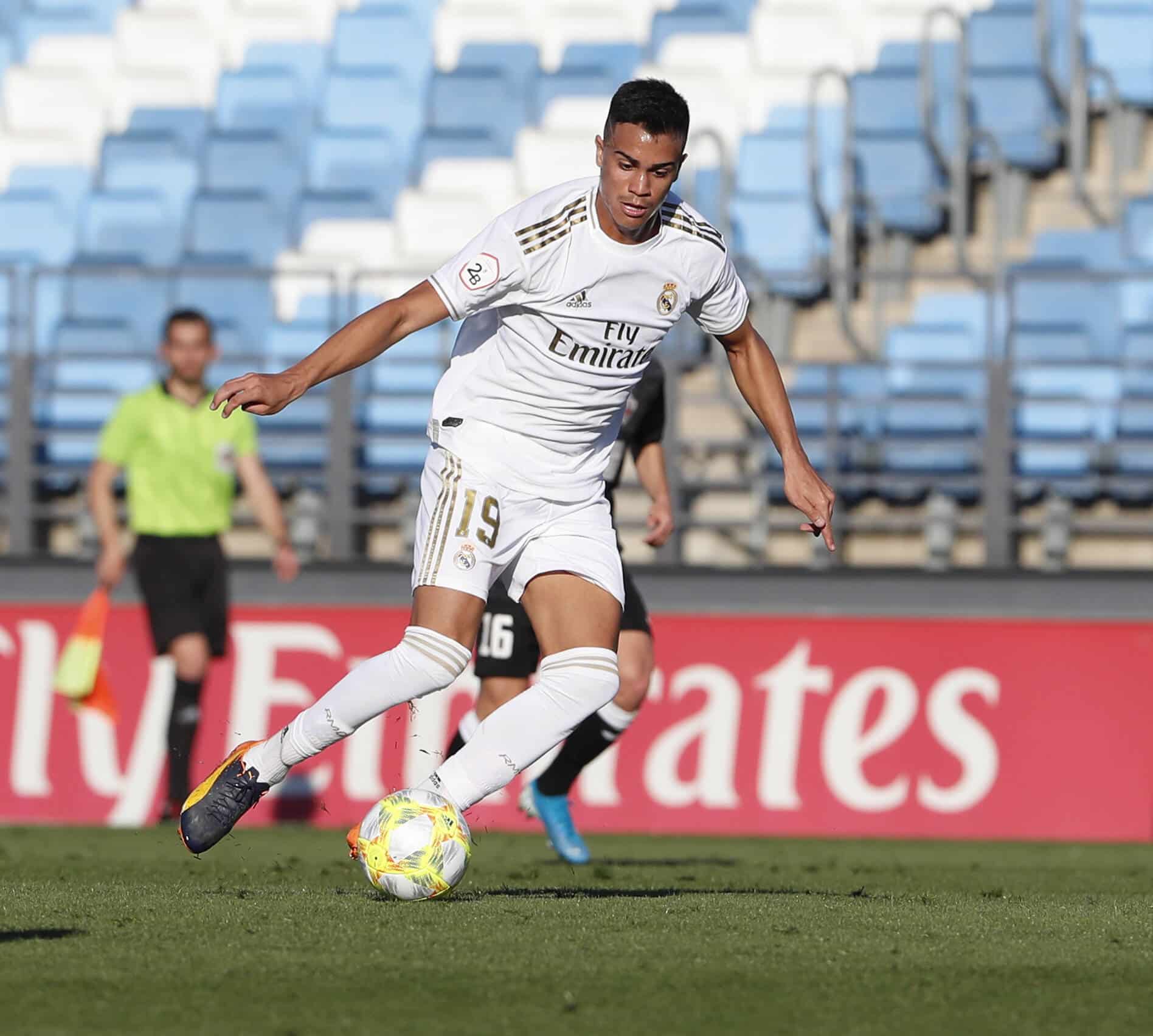 Partido de segunda division B entre el Real Madrid Castilla y el San Sebastian de los Reyes. En la imagen, Reinier. Seco