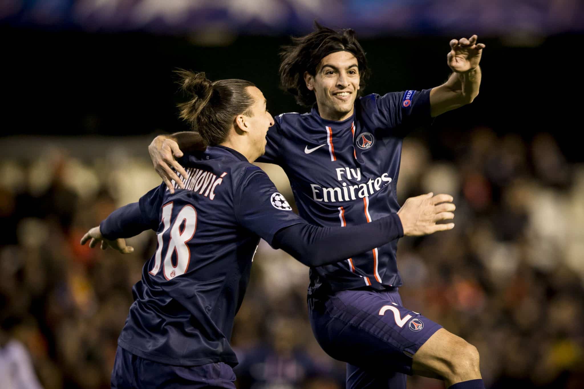 Ibrahimovic e Pastore celebram gol do PSG