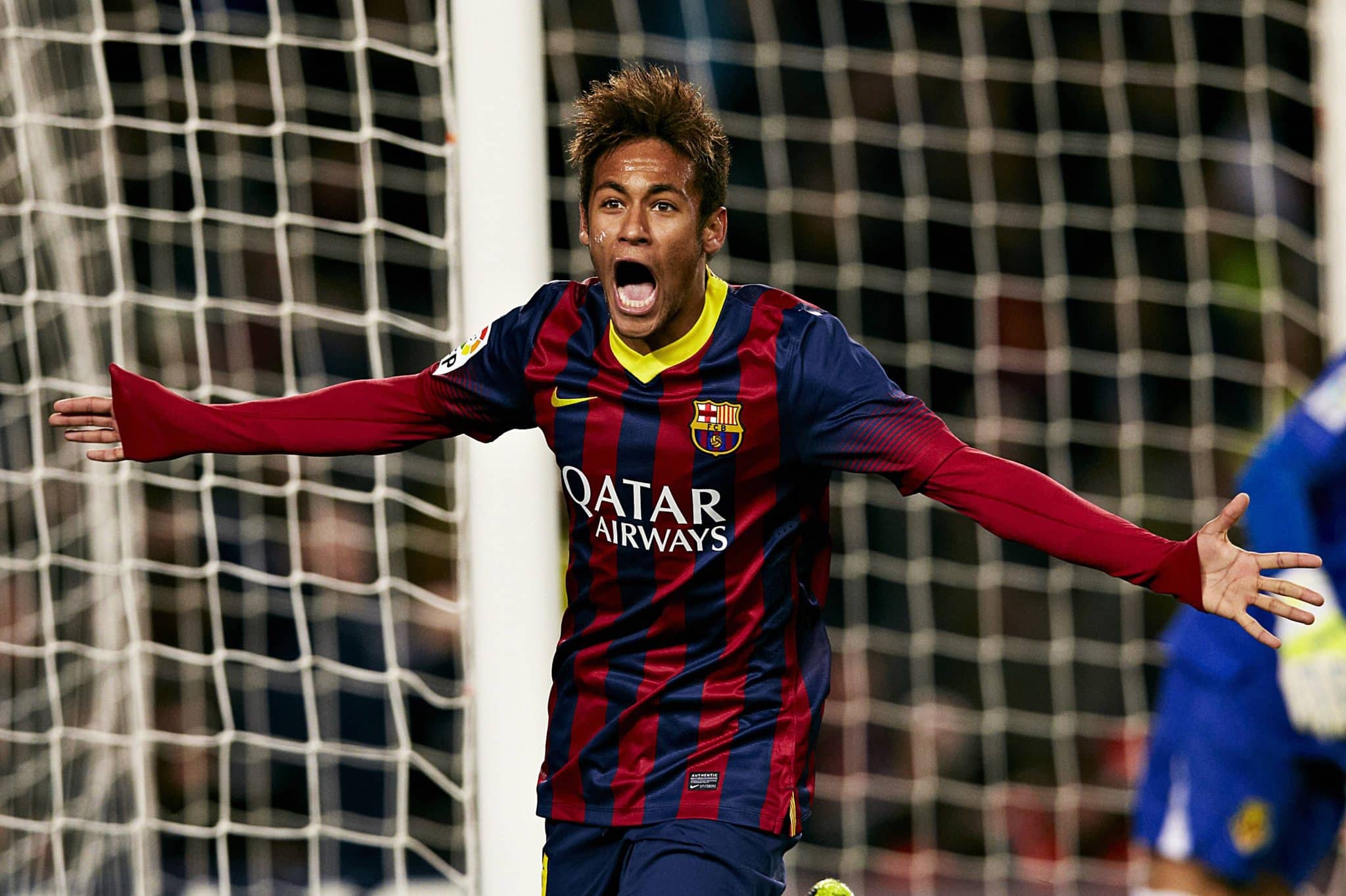 Neymar comemora gol no Barcelona