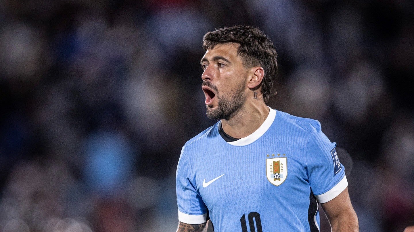 Arrascaeta comemora seu gol na vit&oacute;ria uruguaia (Foto: Federa&ccedil;&atilde;o Uruguaia)