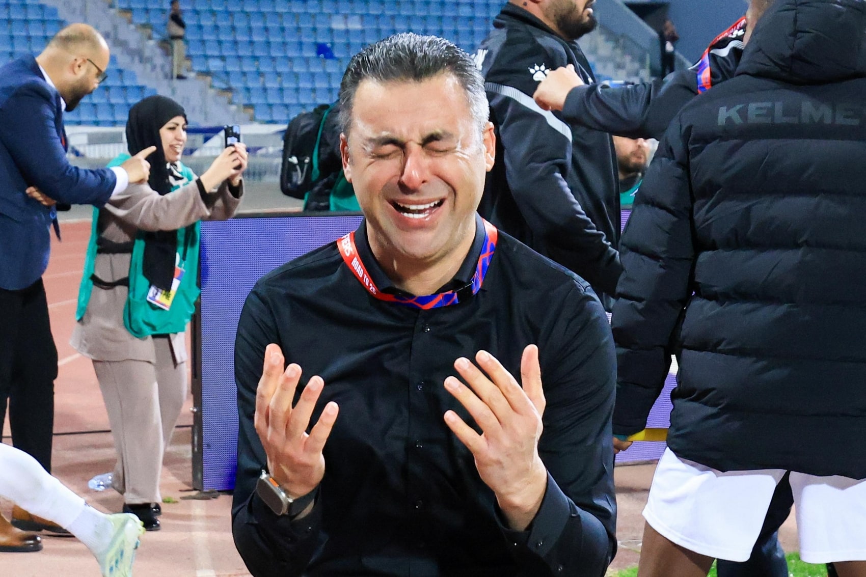 Ehab Abu Jazar comemora vit&oacute;ria da sele&ccedil;&atilde;o palestina