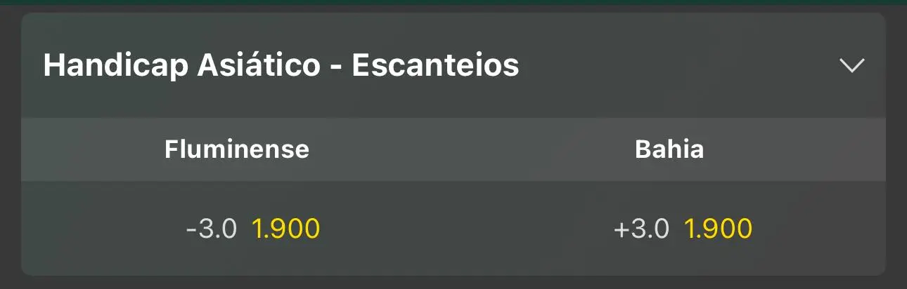 Captura de tela de escanteio handicap asi&aacute;tico na Bet365 no dia 10/09/2025