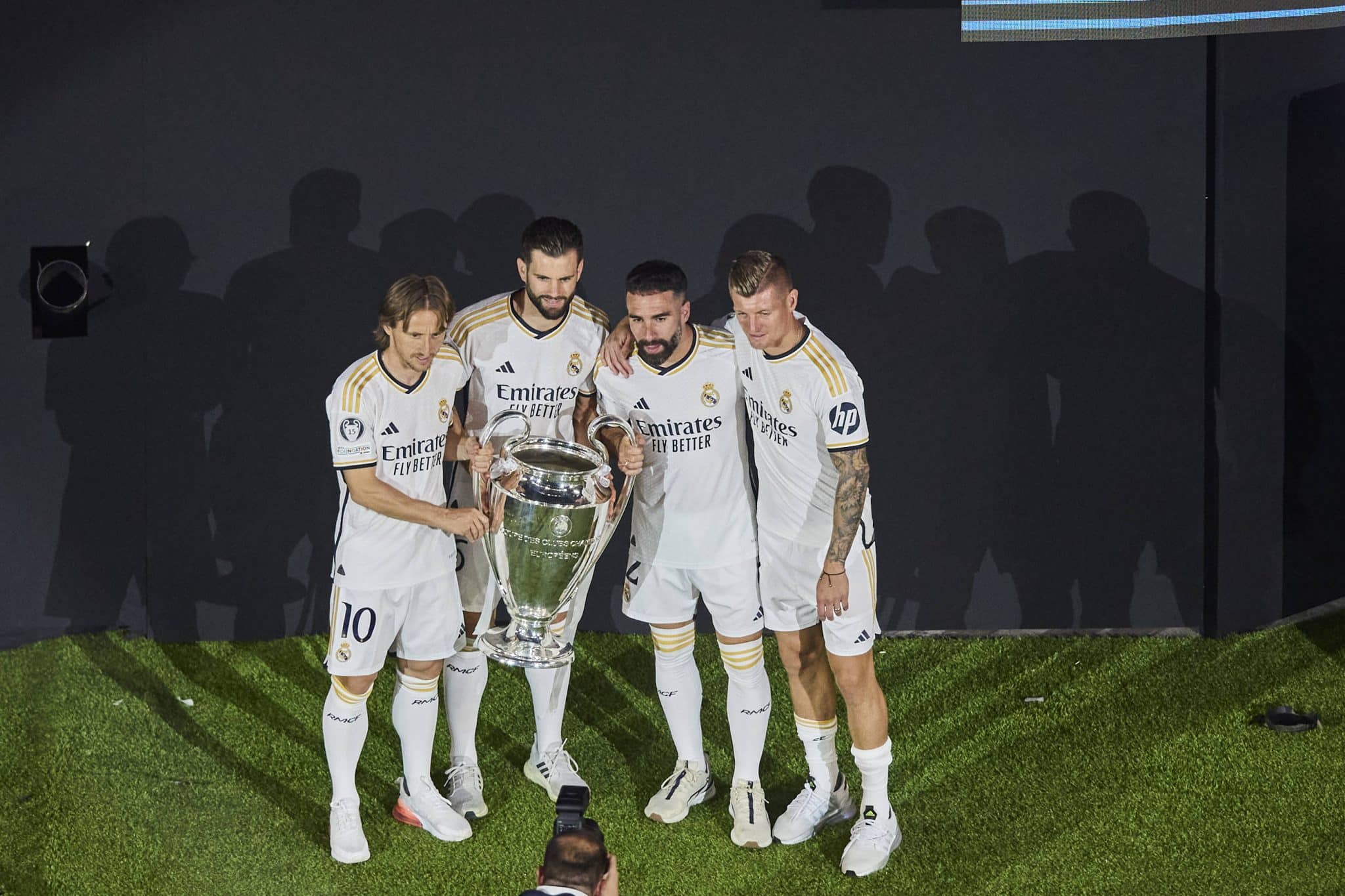 Luka Modric (Real Madrid CF), Nacho Fernandez (Real Madrid CF), Dani Carvajal (Real Madrid CF) and Toni Kroos (Real Madr
