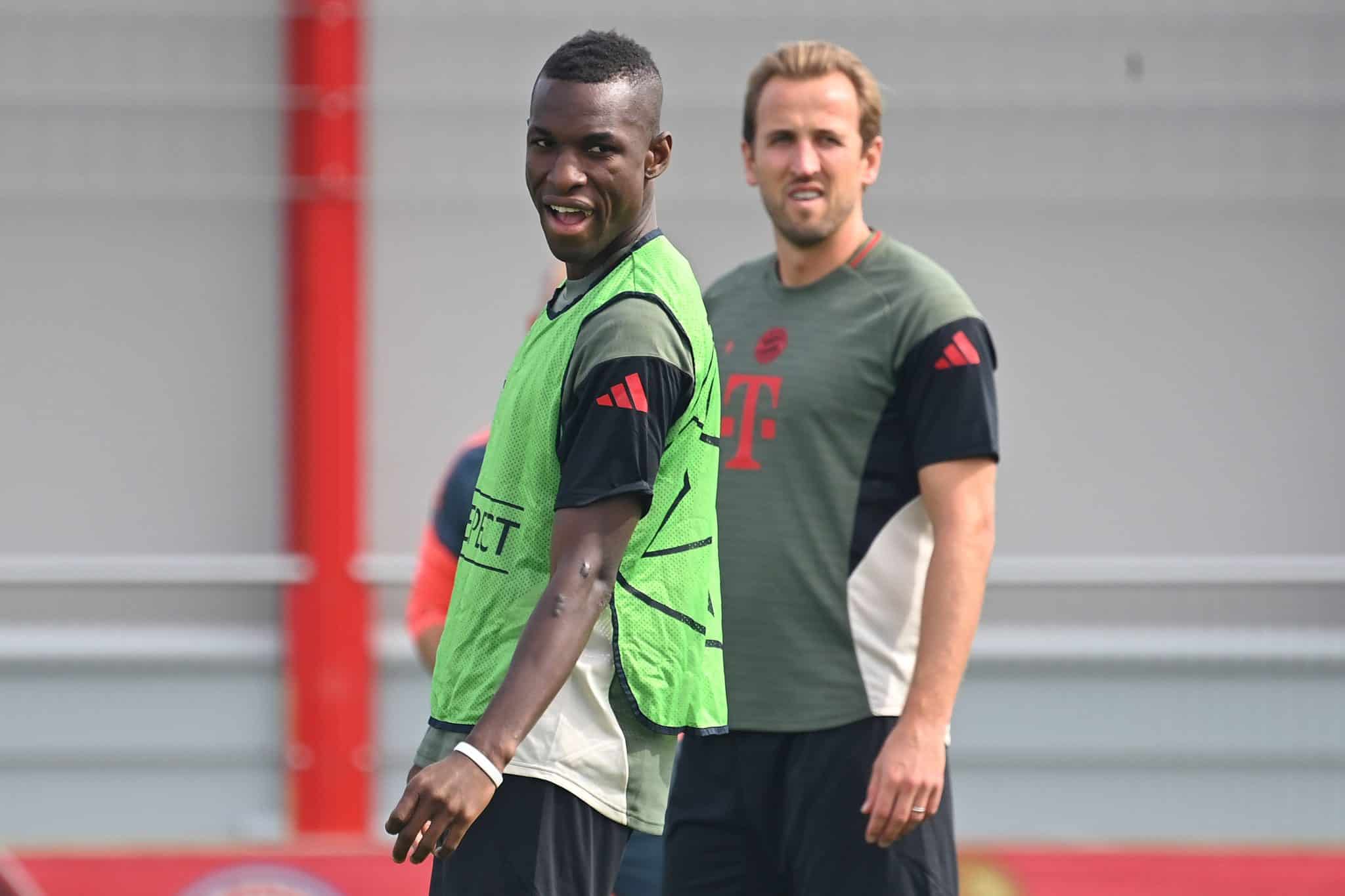 Nicolas Jackson e Harry Kane em treino do Bayern de Munique (Foto: Imago)