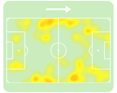 Mapa de atua&ccedil;&atilde;o de Wesley contra o Viktoria Plzen