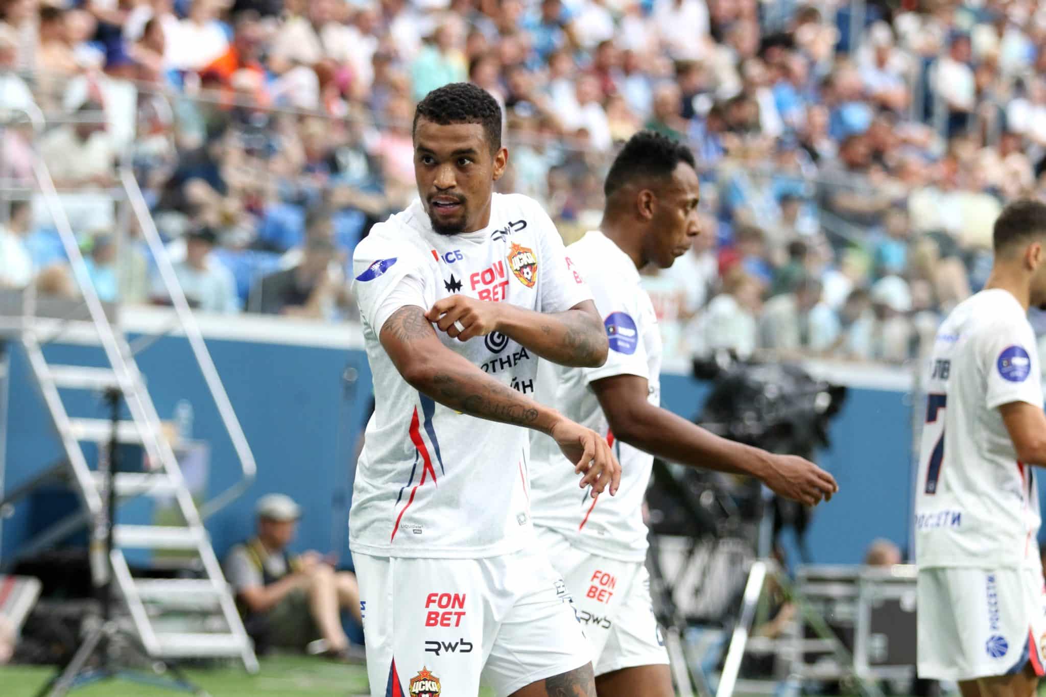 Alerrandro, ex-Atl&eacute;tico-MG e RB Bragantino, celebra gol pelo CSKA