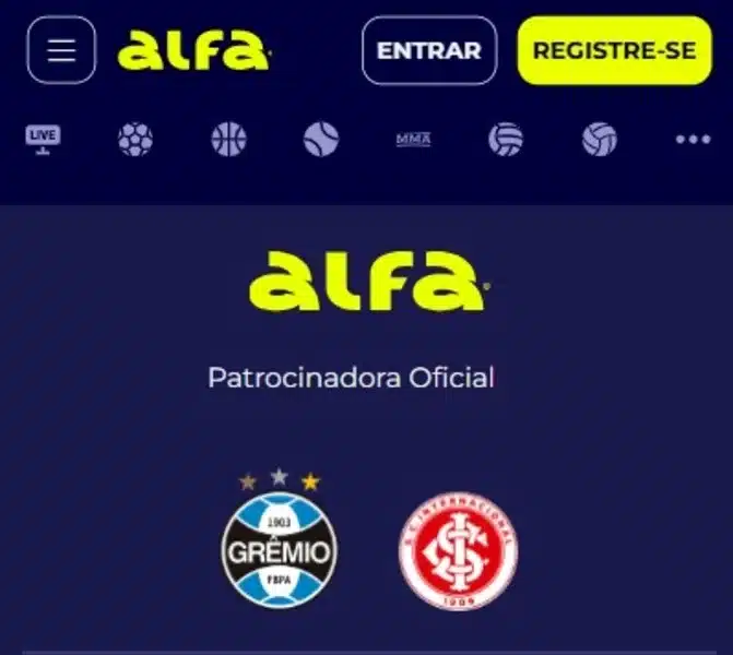  Captura de tela com os patroc&iacute;nios da Alfabet
