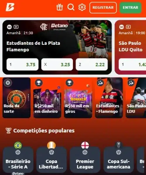 Captura de tela com os patroc&iacute;nios da Betano
