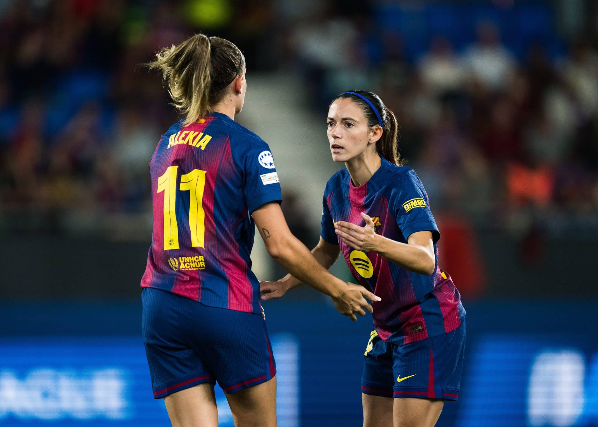 Alexia Putellas e Aitana Bonmat&iacute; em jogo do Barcelona