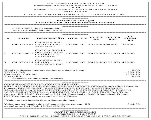Nota Andr&eacute;s Cart&atilde;o Corporativo Brooksfield