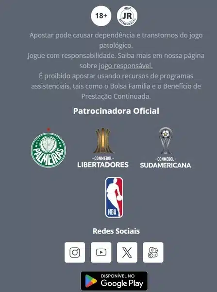 Captura de tela com os patroc&iacute;nios da Sportingbet
