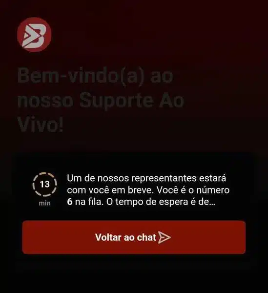 Captura de tela da p&aacute;gina de suporte no chat ao vivo da Bateubet

