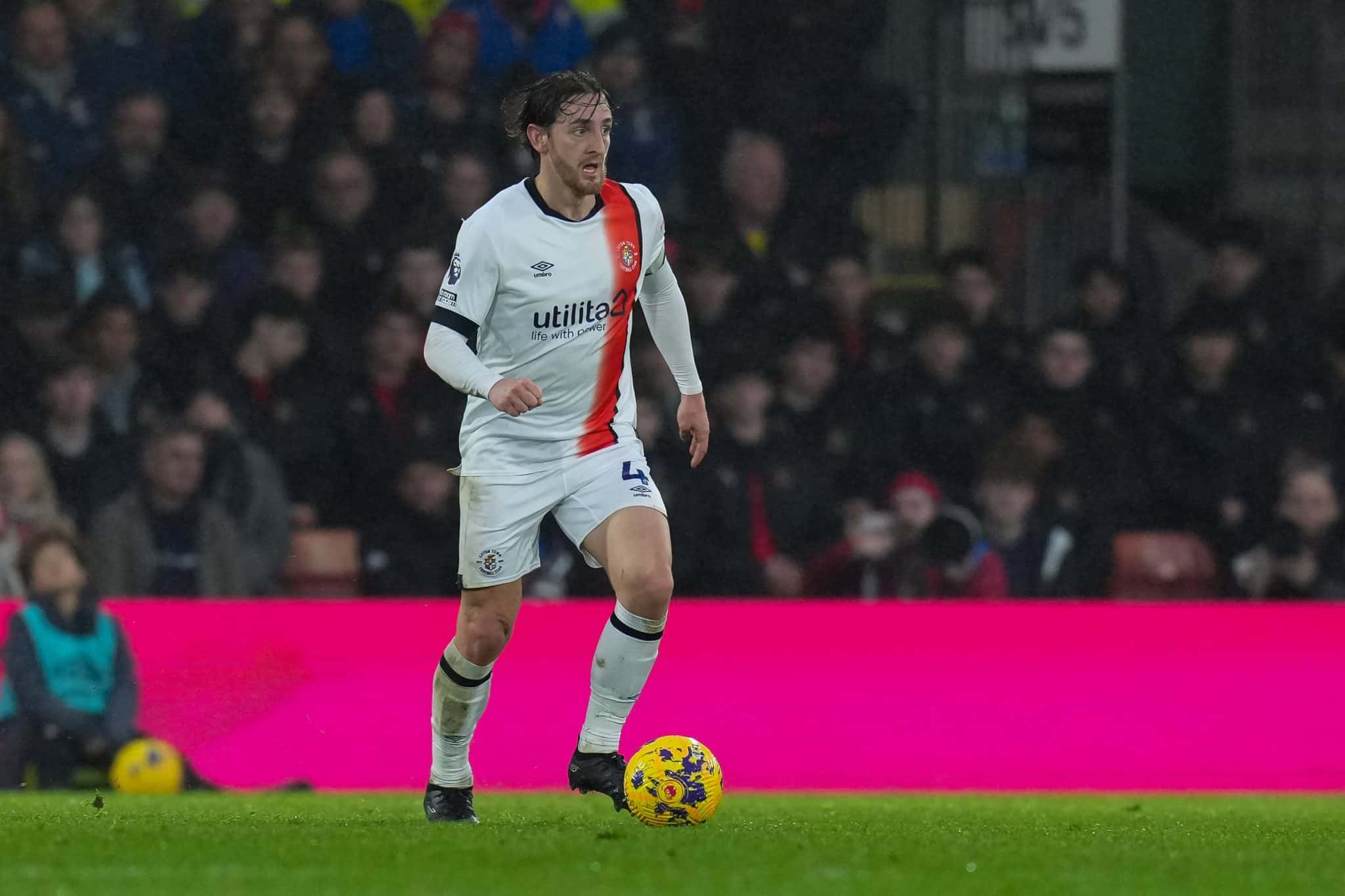 Tom Lockyer (4) of Luton Town during the Premier League match between Bournemouth and Luton Town at the Vitality Stadium