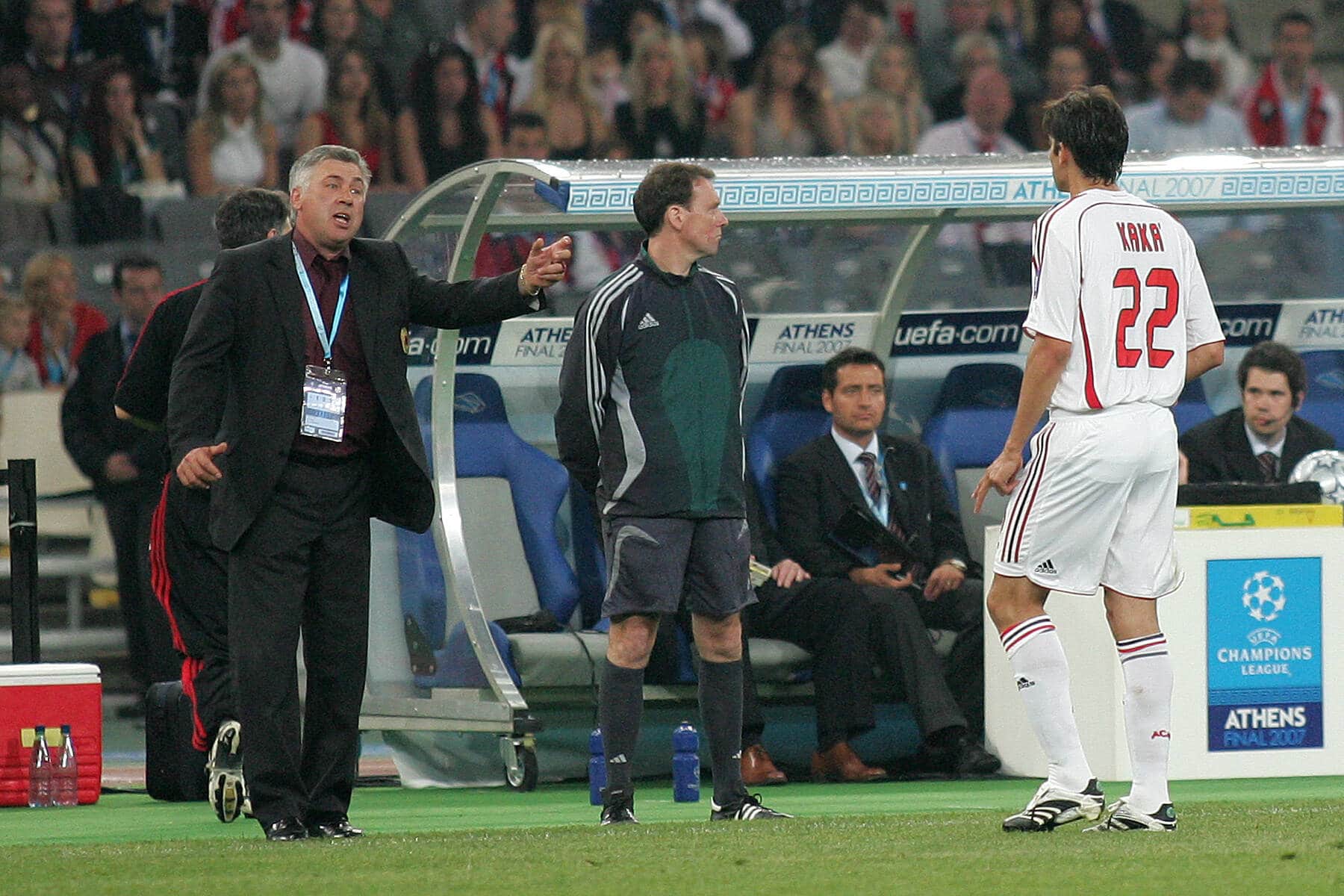 Ancelotti e Kak&aacute; pelo Milan, em 2007