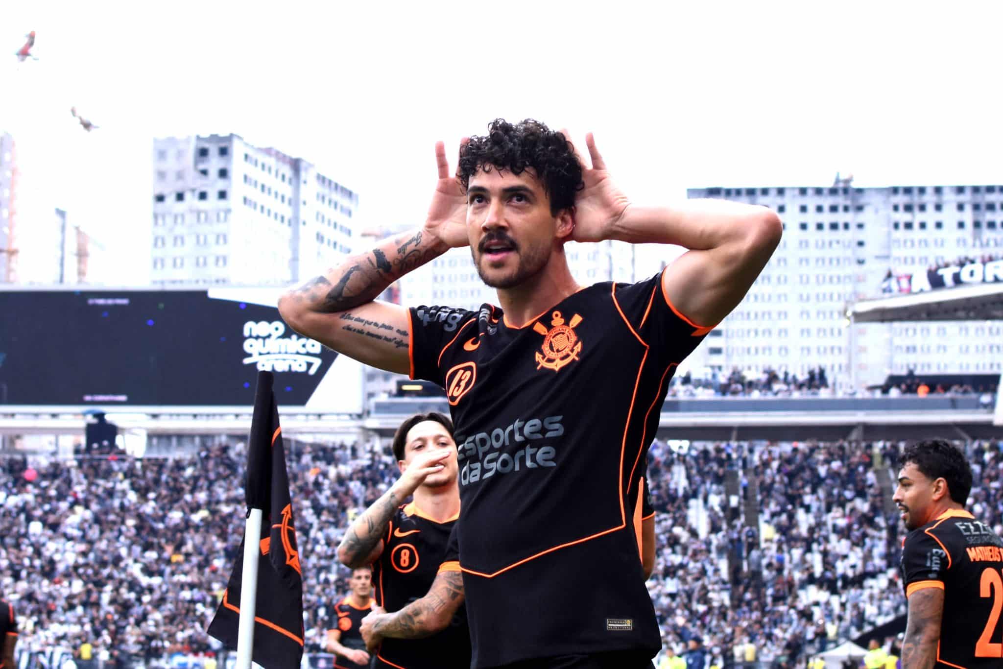 Gustavo Henrique comemora seu gol em Corinthians x Gr&ecirc;mio (Foto: Imago)
