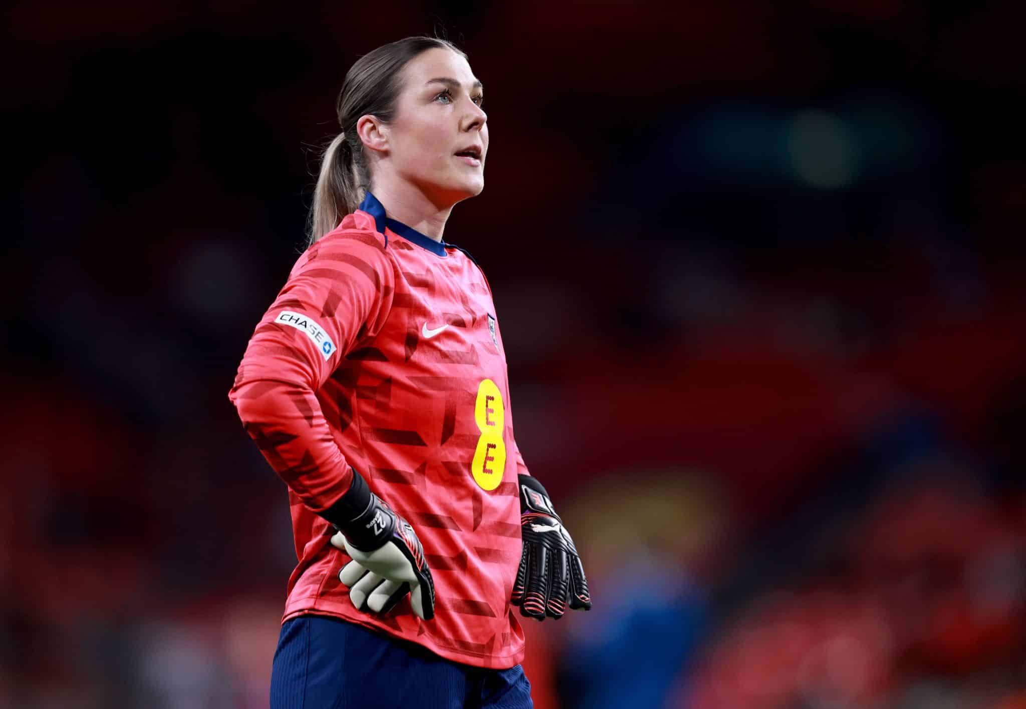 Mary Earps em atua&ccedil;&atilde;o pela sele&ccedil;&atilde;o da Inglaterra (Foto: IMAGO / Sportsphoto)