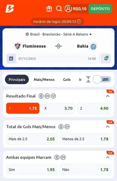 Captura de tela da estrat&eacute;gia de alavancagem de banca em um jogo do Brasileir&atilde;o