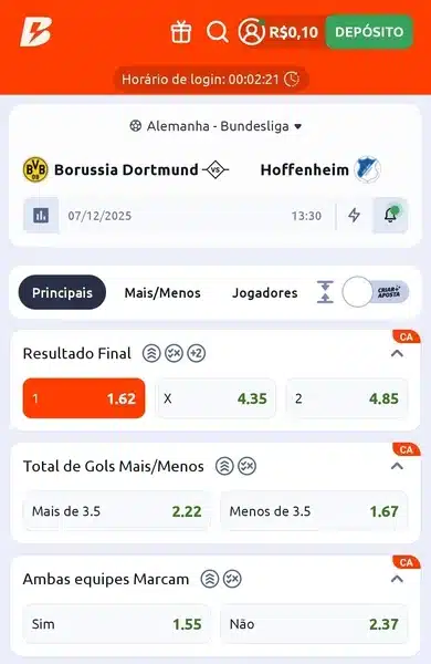 Captura de tela da estrat&eacute;gia de alavancagem de banca em um jogo da Bundesliga