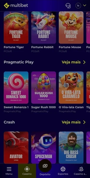 Captura de tela do cassino da Multibet