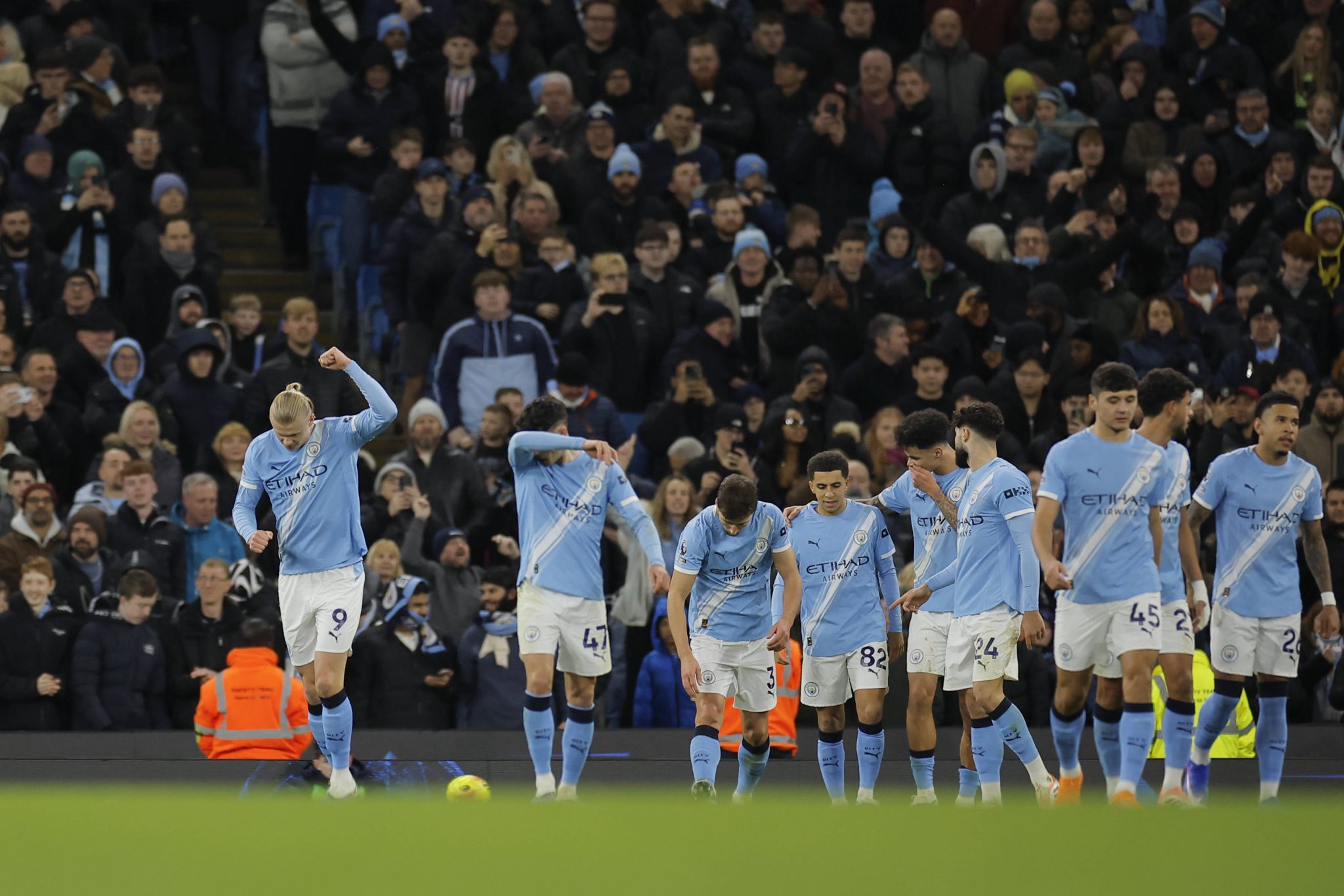 Jogadores durante Manchester City x West Ham (Foto: Imago)