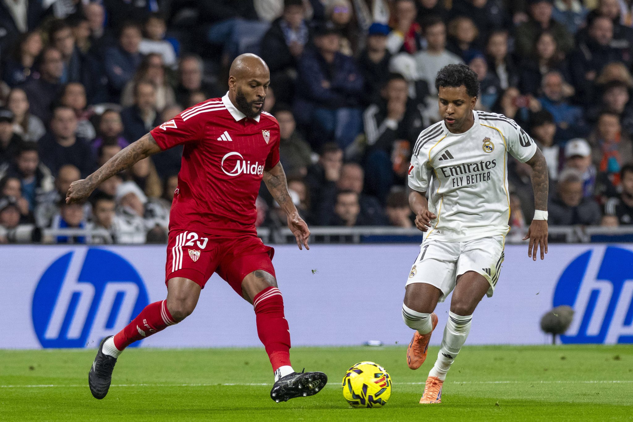 Marc&atilde;o e Rodrygo em Real Madrid x Sevilla