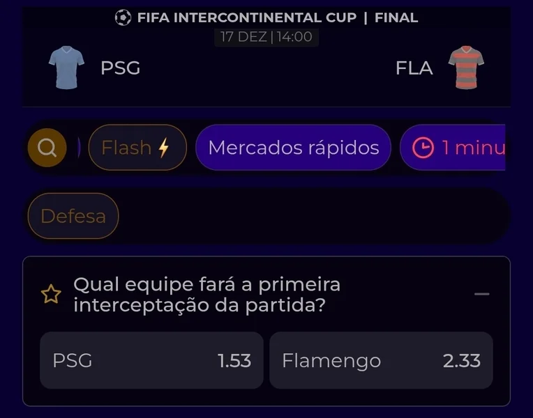 Captura de tela das apostas flash da Multibet