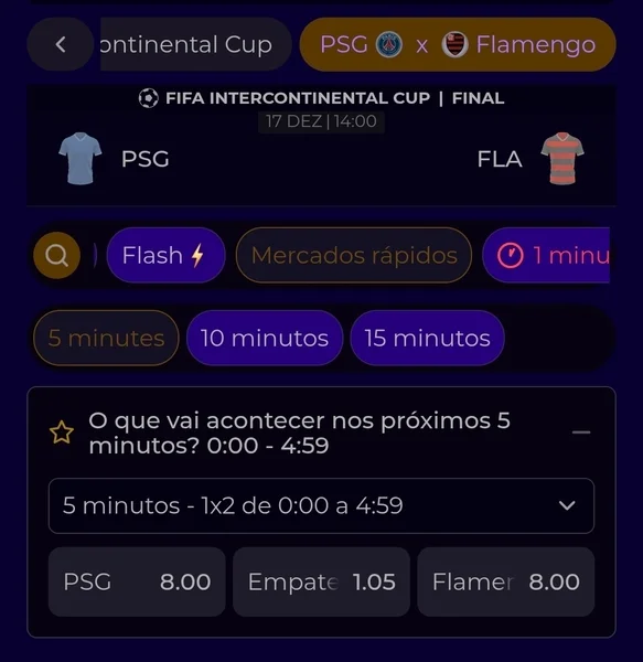 Captura de tela dos mercados r&aacute;pidos, da Multibet