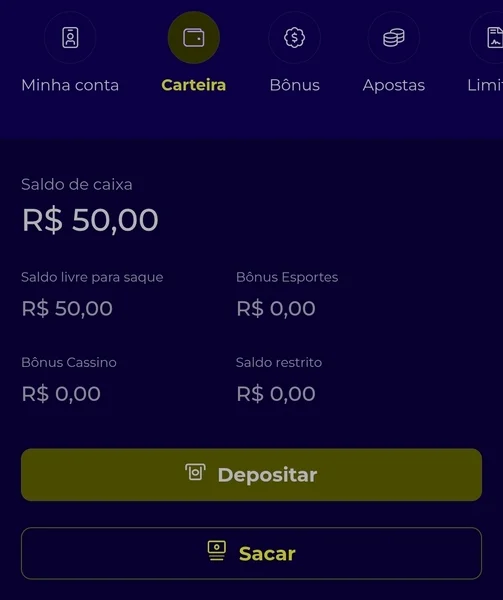 Captura de tela da p&aacute;gina de pagamentos da Multibet