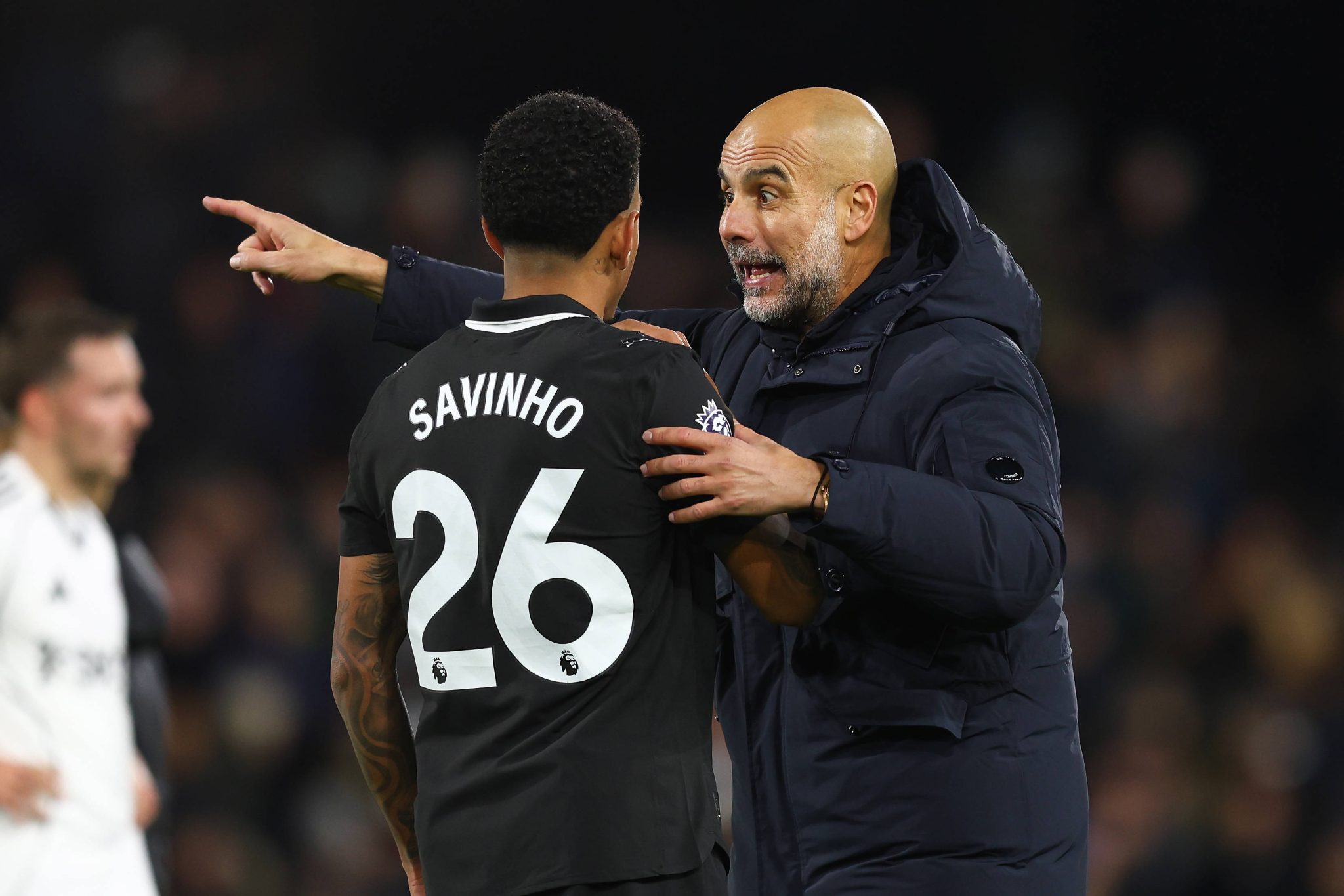 Savinho e Guardiola pelo Manchester City