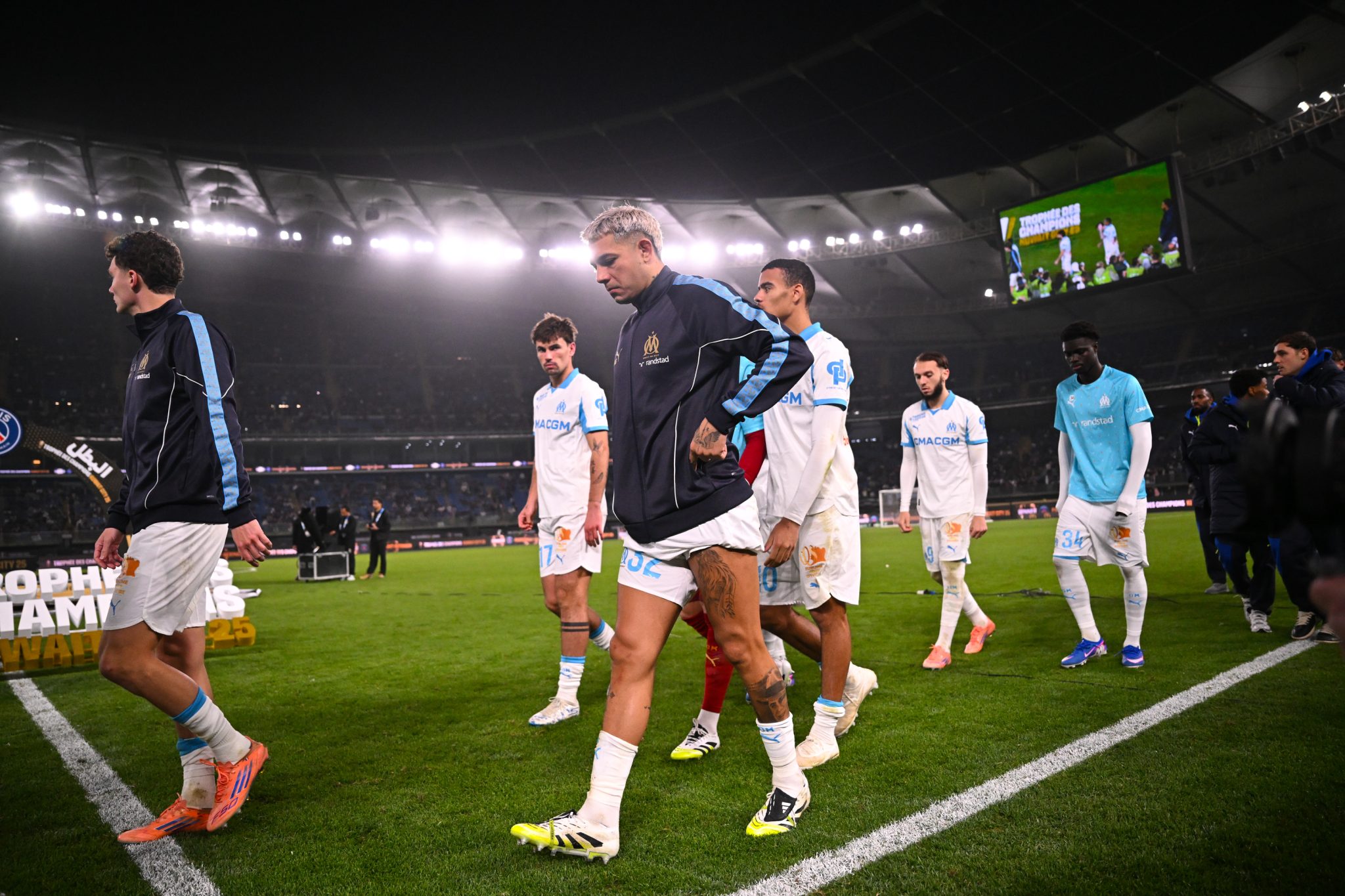 Olympic de Marseille ap&oacute;s perder a Superta&ccedil;a da Fran&ccedil;a para o PSG (Foto: Iconsport)