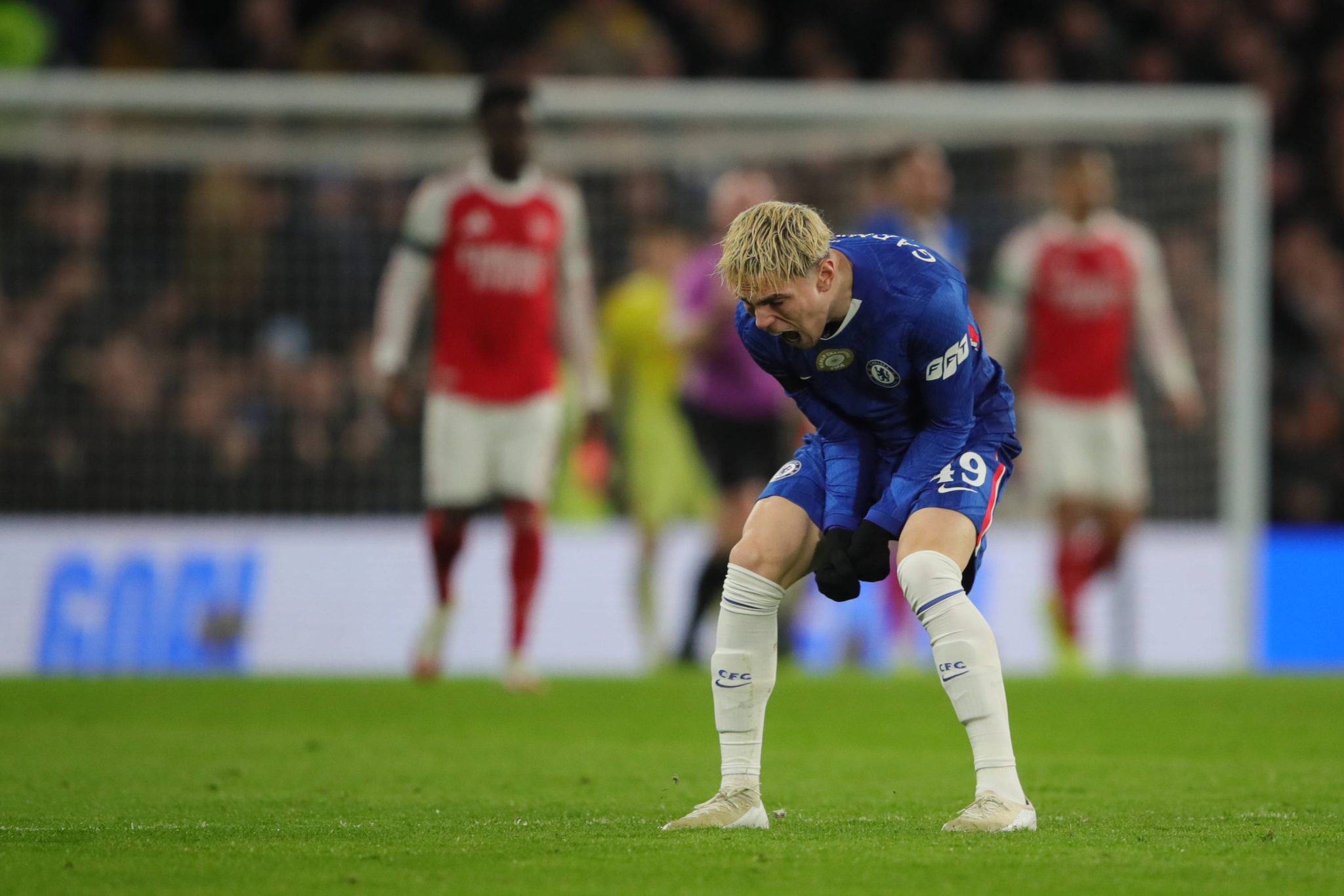 Garnacho celebra gol pelo Chelsea