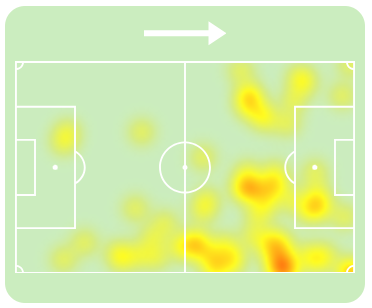 Mapa de calor de Rodrygo contra o Betis