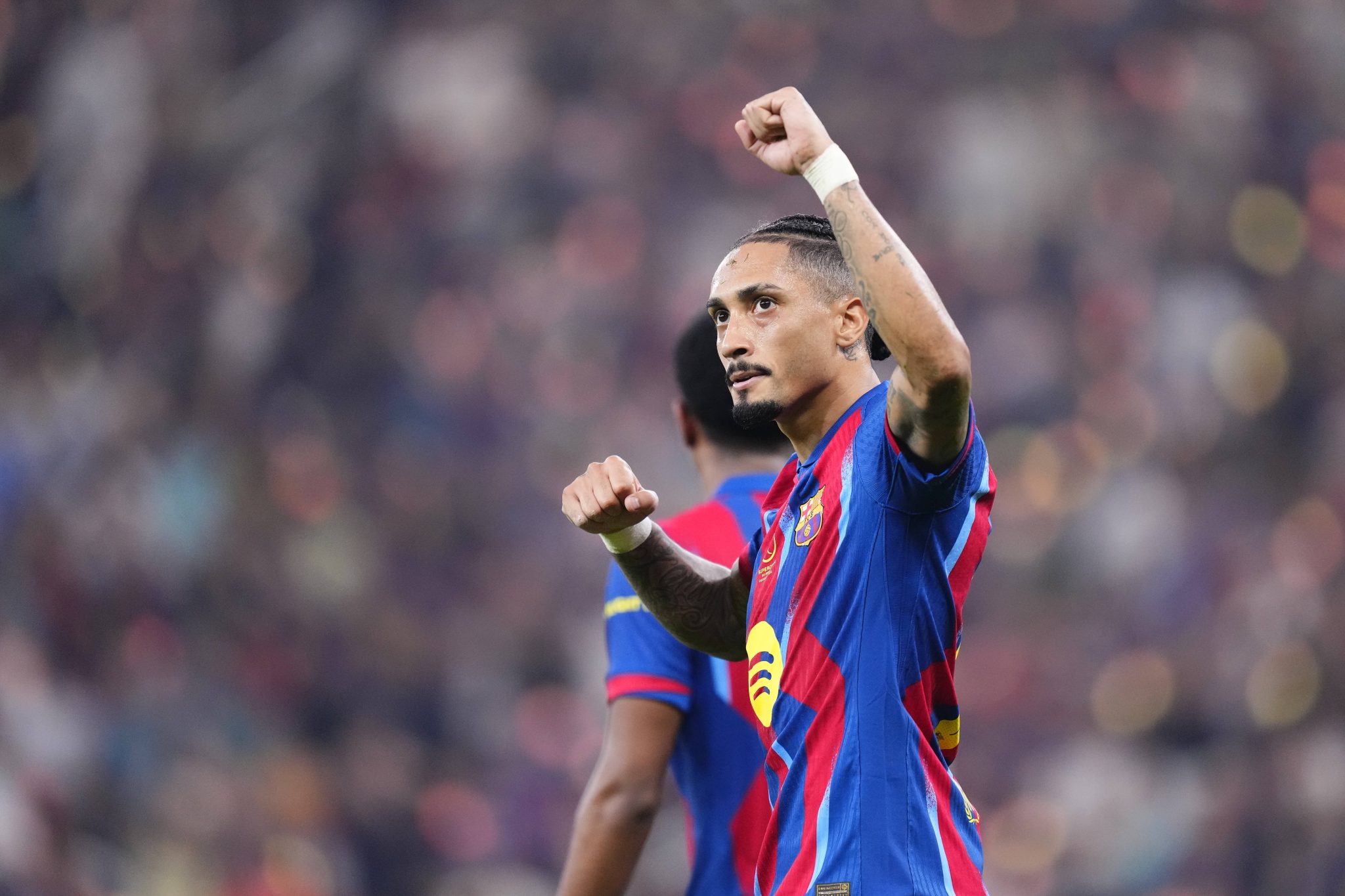 Raphinha comemora gol contra o Real Madrid (foto: Imago)